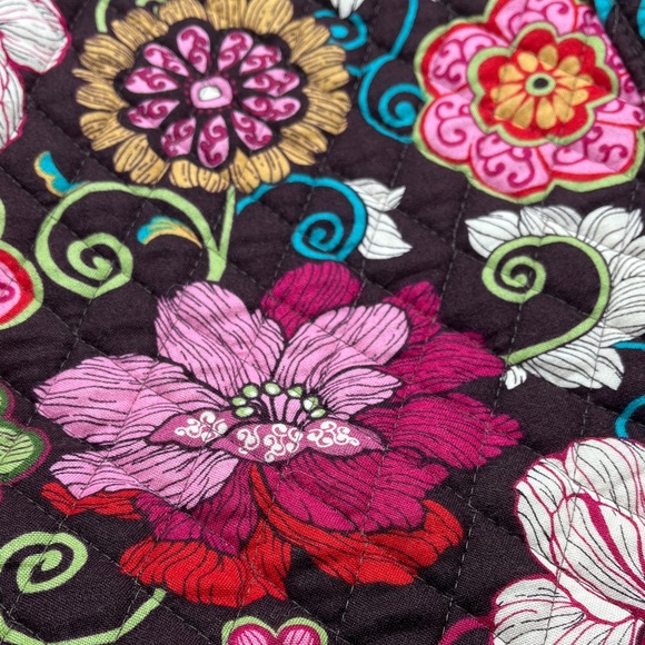 Vera Bradley Quilted Duffle Bag Mod Floral Pink Brown 22" Top Zipper Travel - Picture 5 of 14